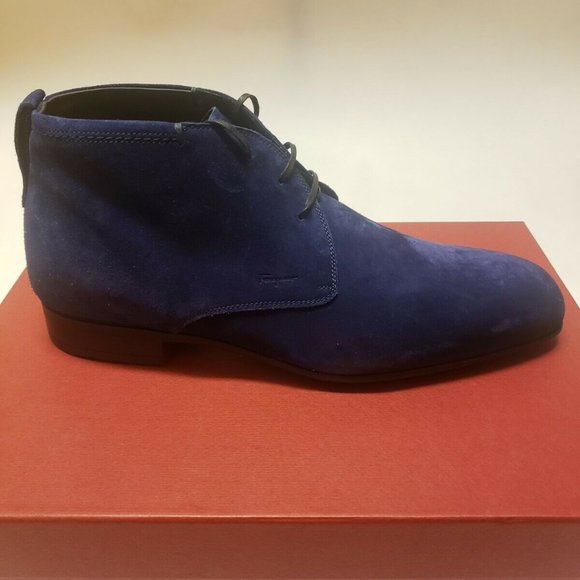 Salvatore Ferragamo Dufur Blue Suede Ankle Boots main image 5